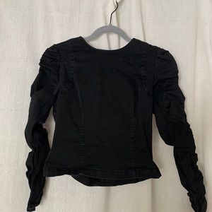 ZARA STRETCH DENIM BLACK LONG SLEEVE SHIRT
